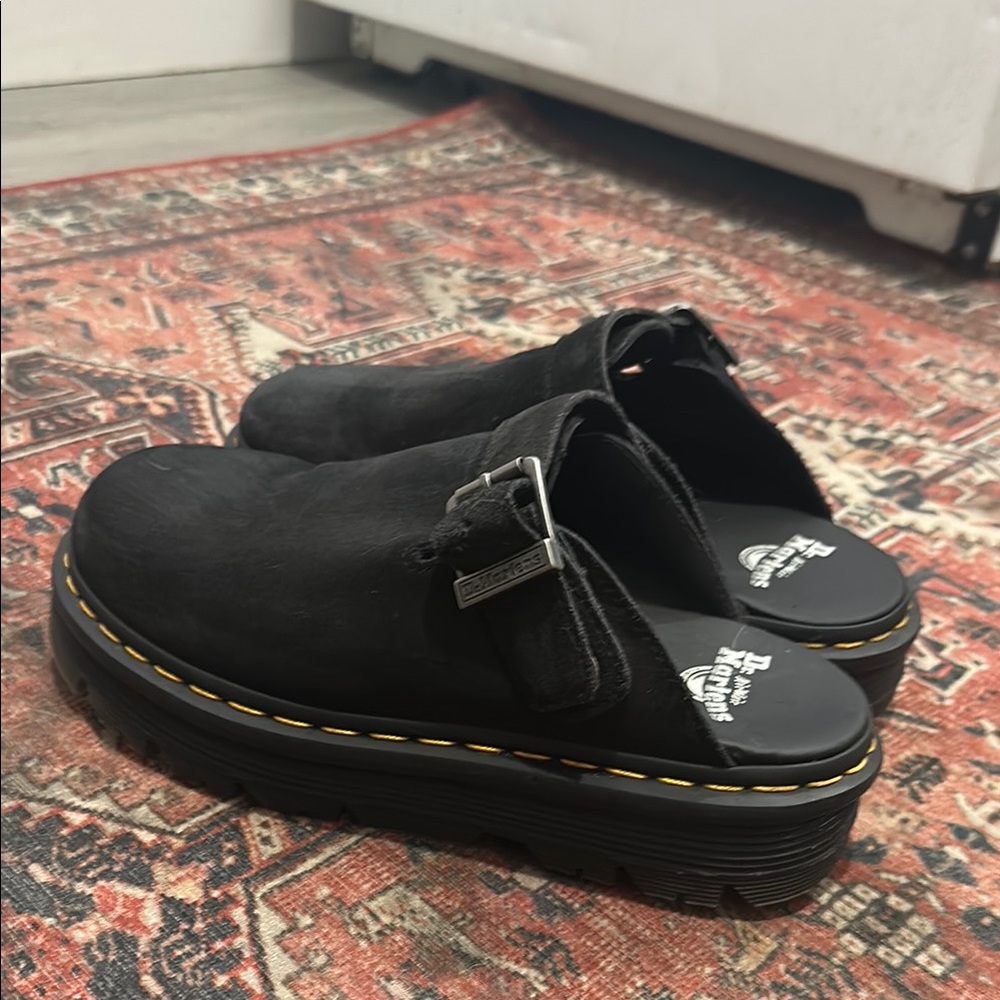 Black Slip-On Clogs with Buckle